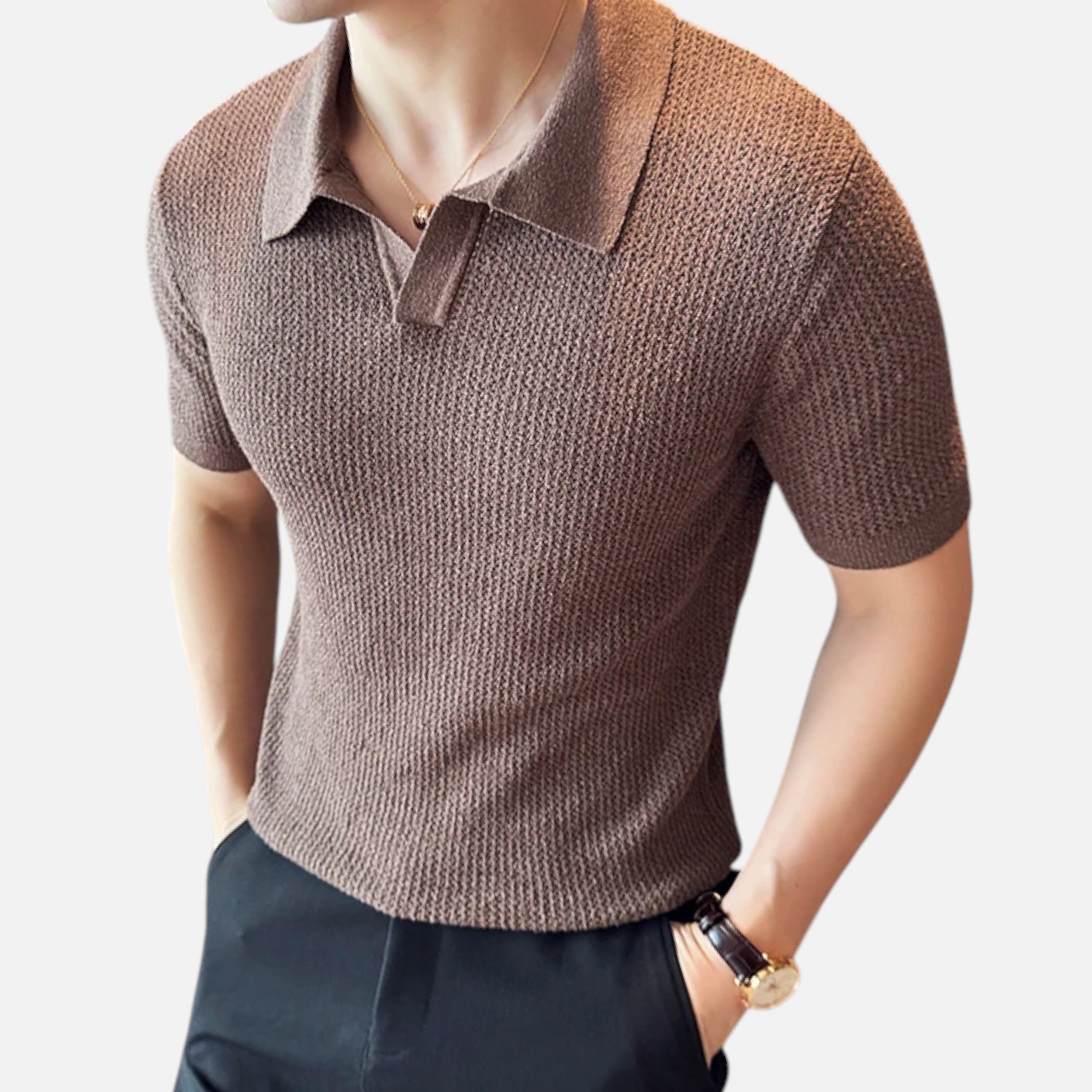 Maison Avenoire | Polo Homme Maille Fine Col V Été