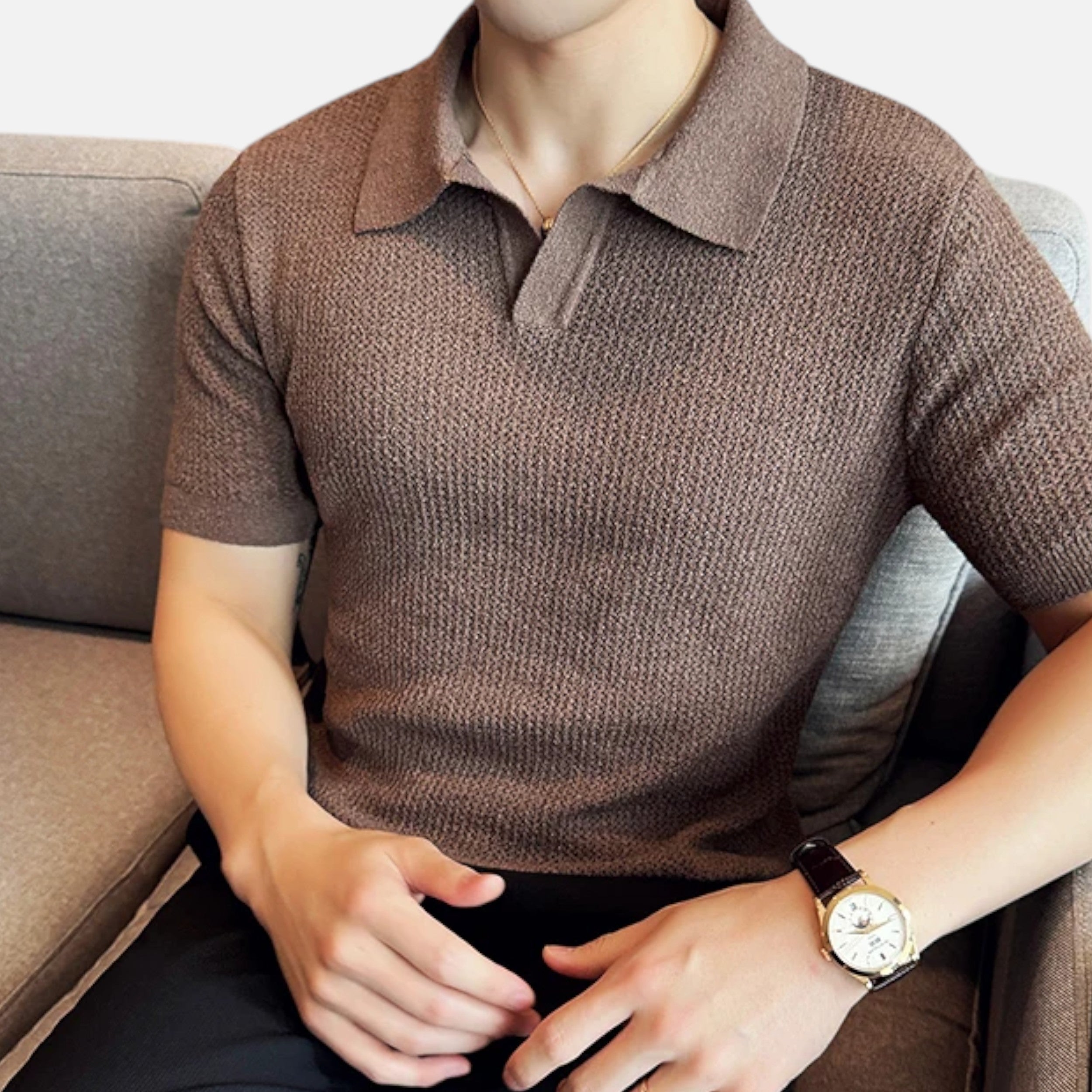 Maison Avenoire | Polo Homme Maille Fine Col V Été