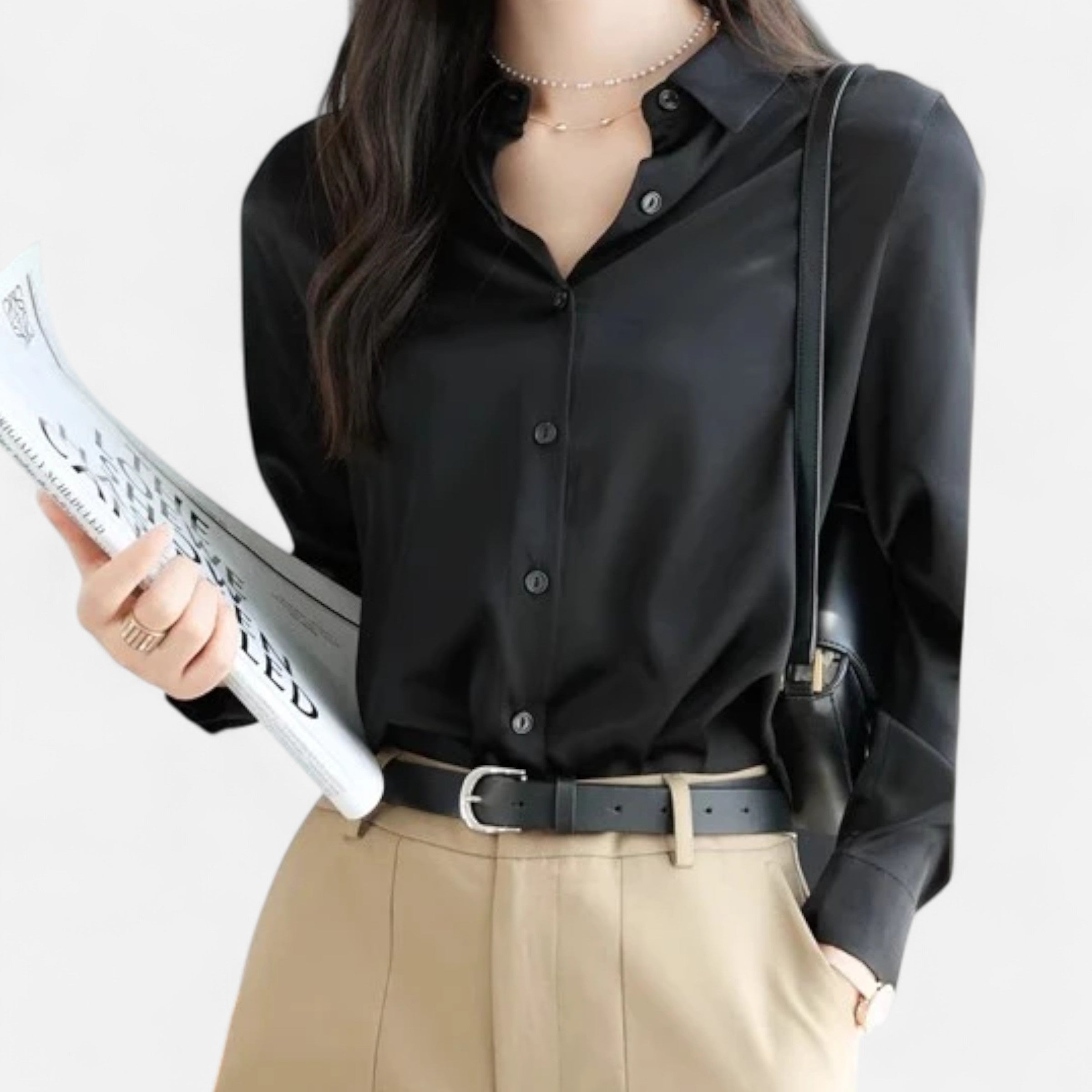 Maison Avenoire | Blouse Femme Satin Col Classique Élégance