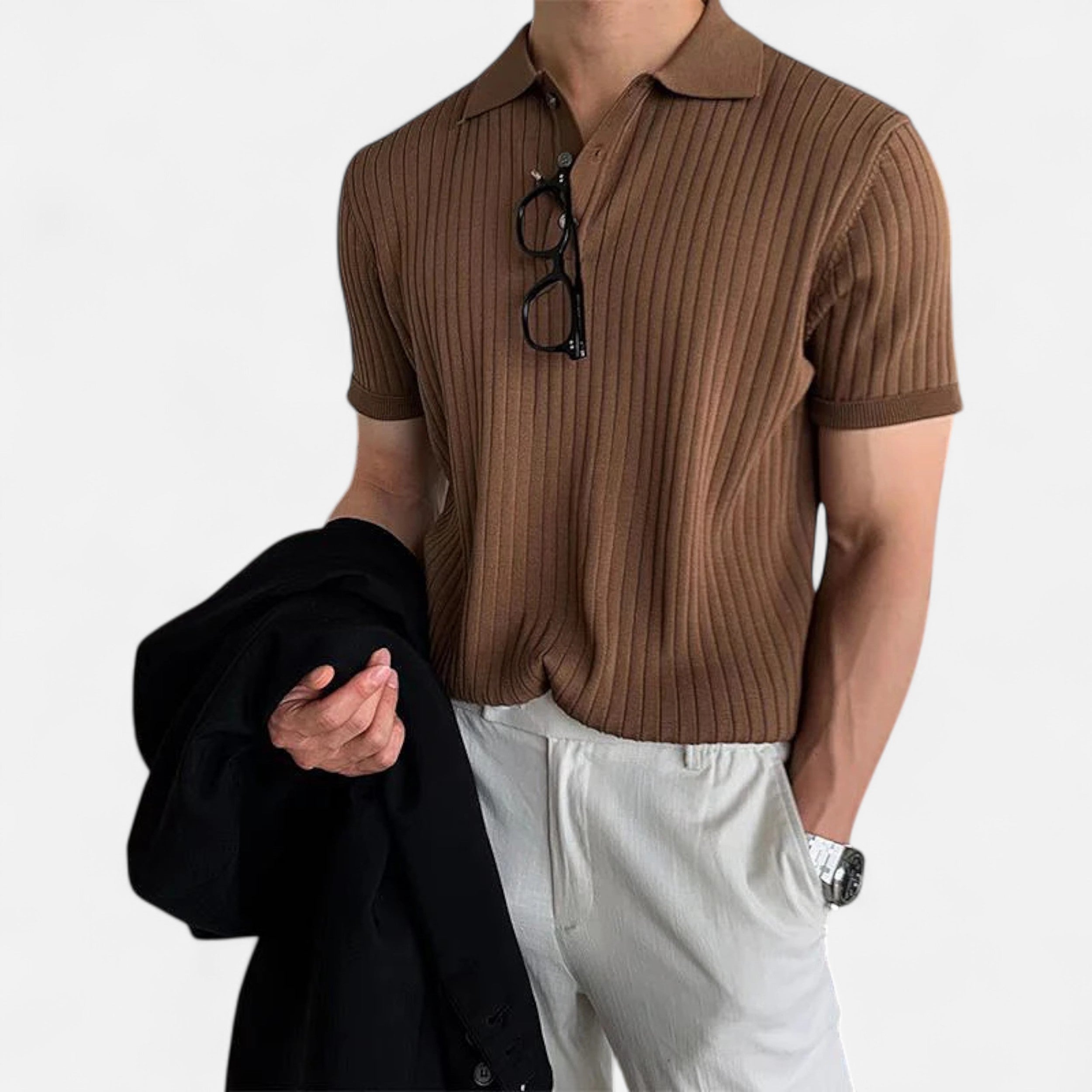 Maison Avenoire | Polo Homme Maille Rétro Col Rayé
