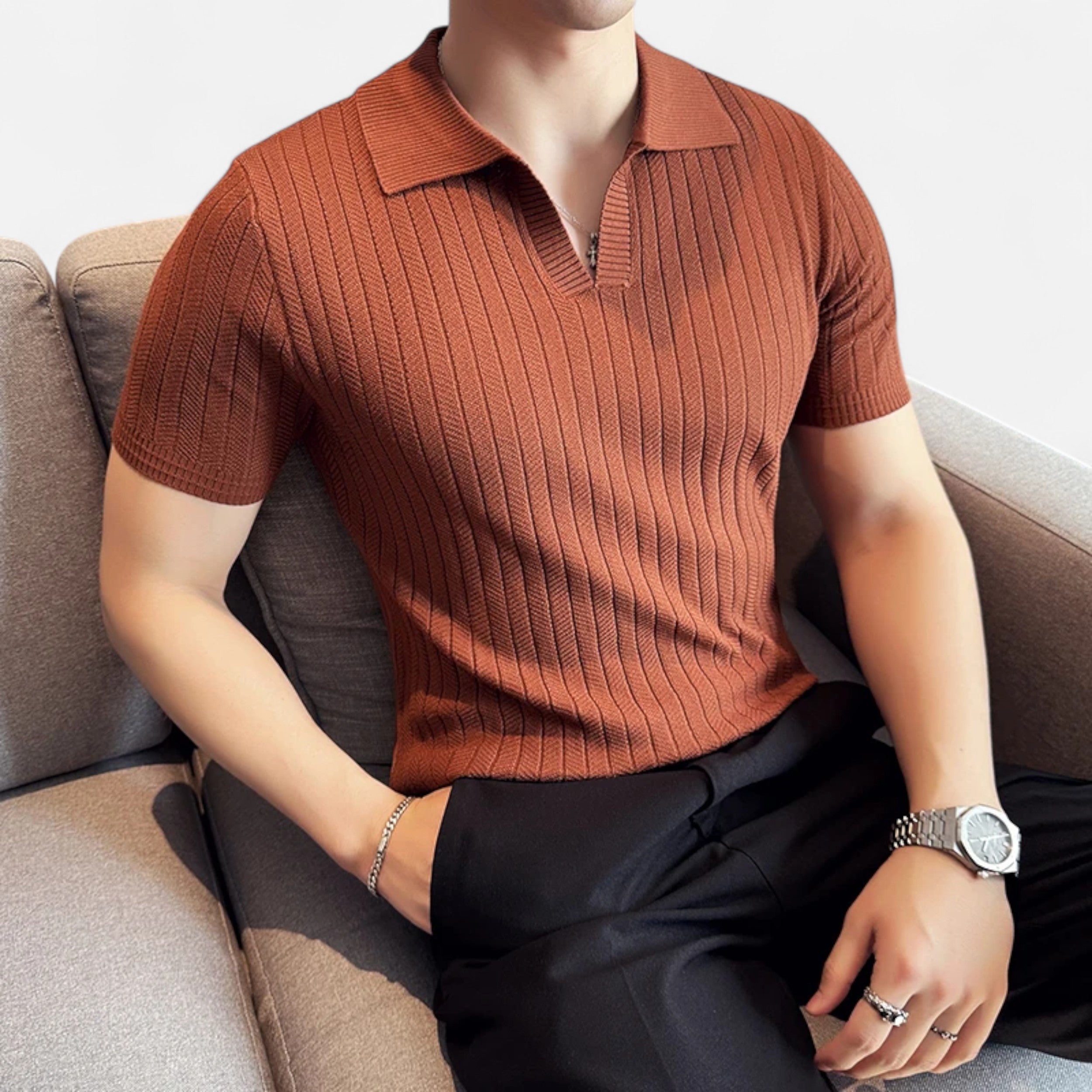 Maison Avenoire | Polo Homme Rayé Coton Élégance Estivale