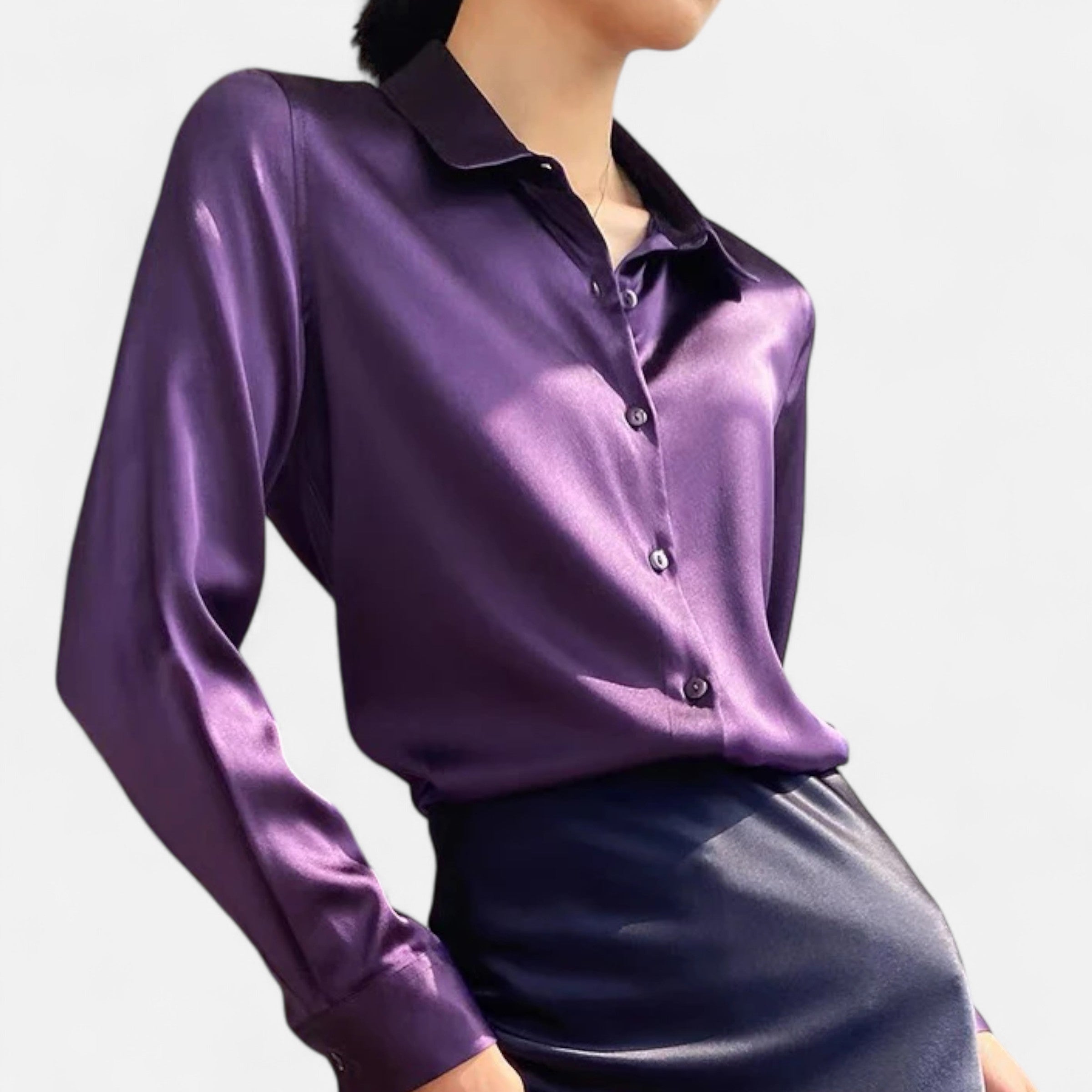 Maison Avenoire | Blouse Femme Satin Col Classique Élégance
