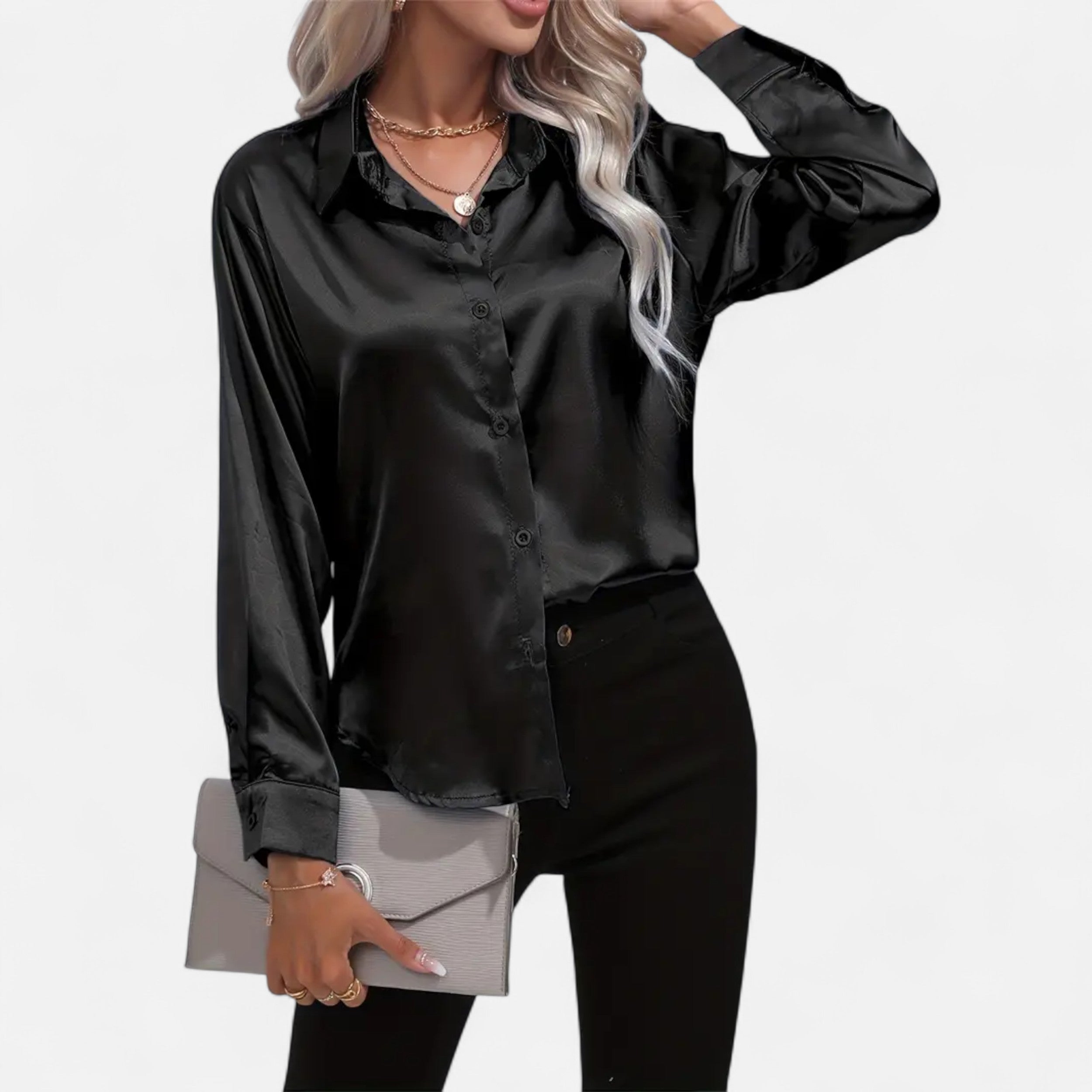 Maison Avenoire | Chemise Femme Satin Col Tailleur Élégance