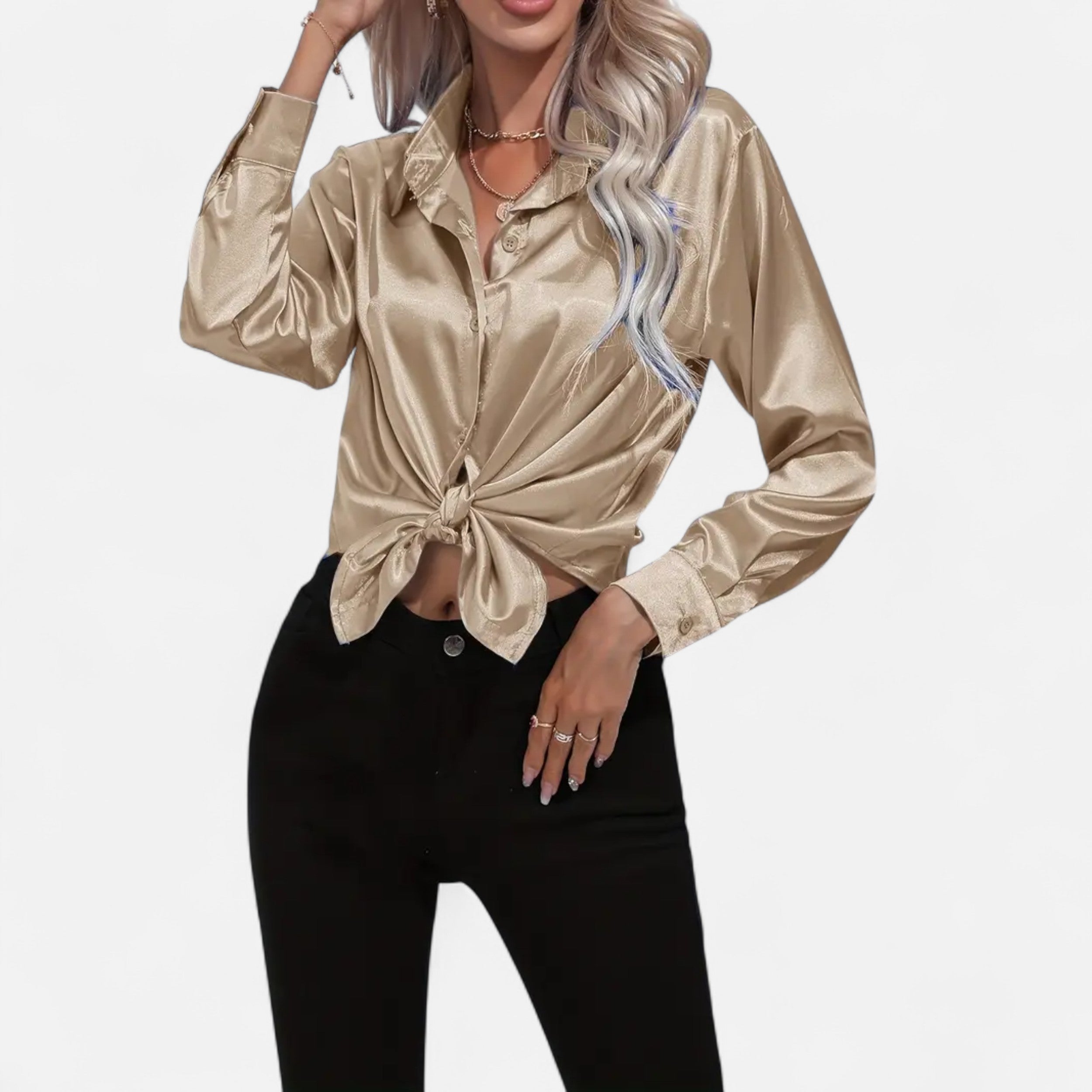 Maison Avenoire | Chemise Femme Satin Col Tailleur Élégance