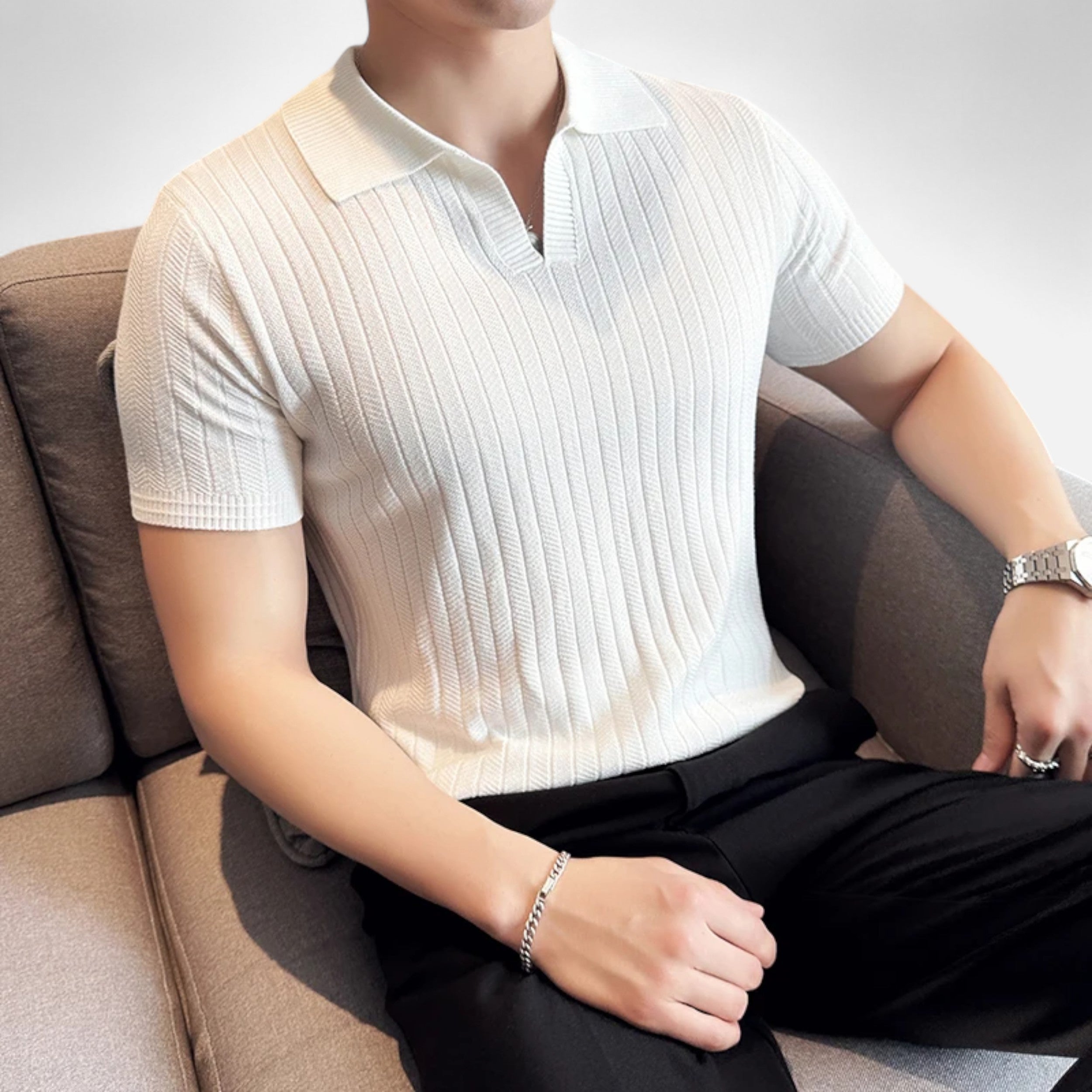 Maison Avenoire | Polo Homme Rayé Coton Élégance Estivale