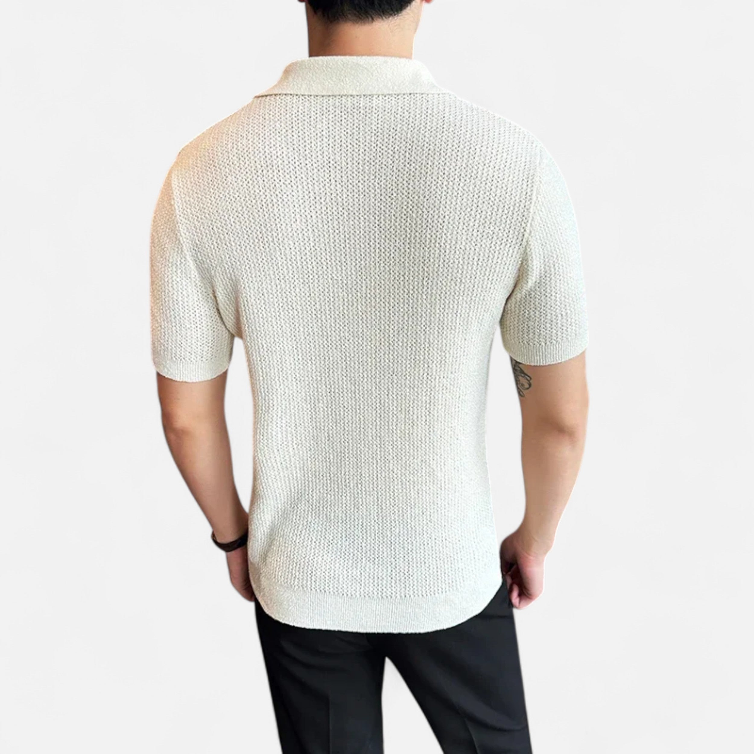 Maison Avenoire | Polo Homme Maille Fine Col V Été