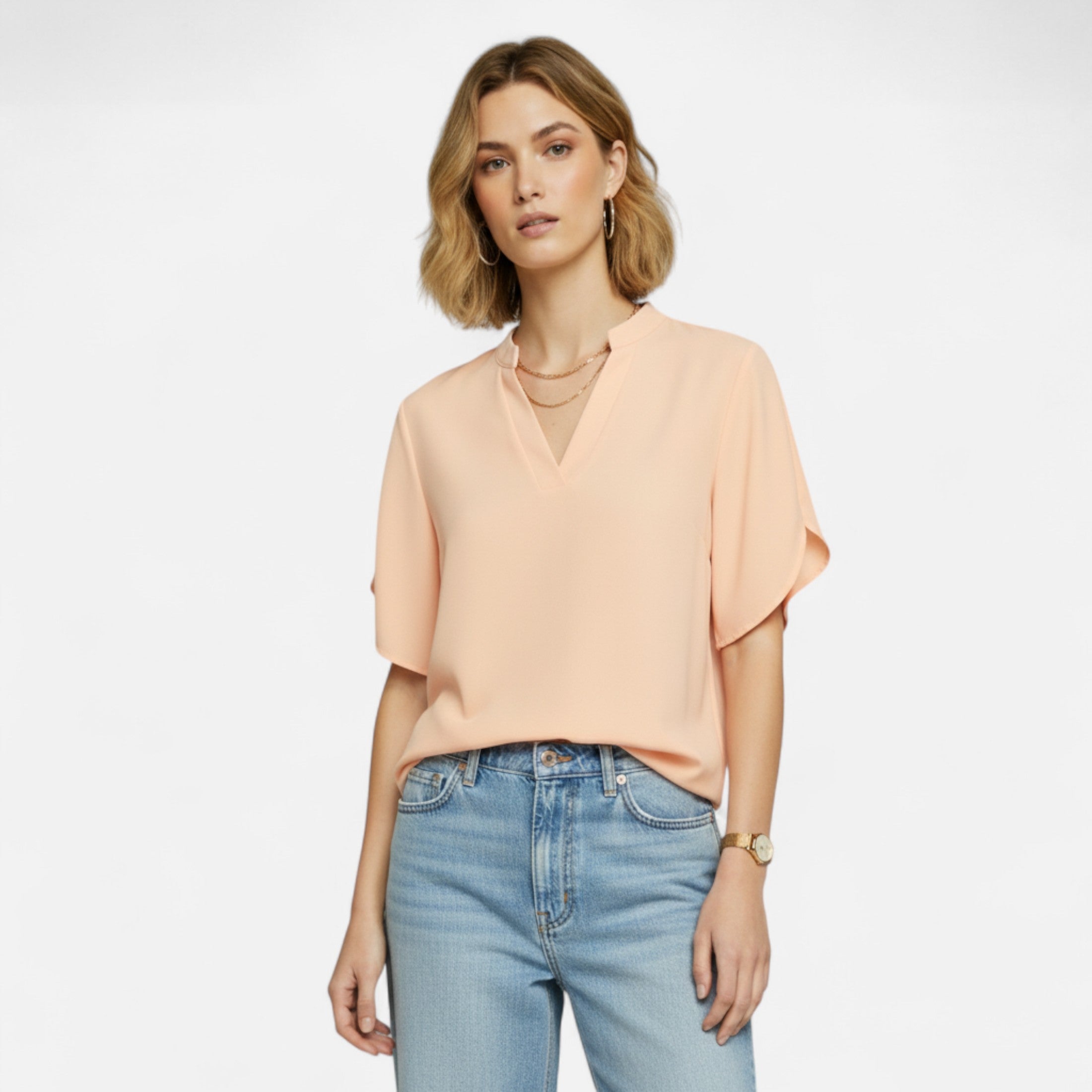 Maison Avenoire | Blouse Femme Col Fendu Élégance Intemporelle