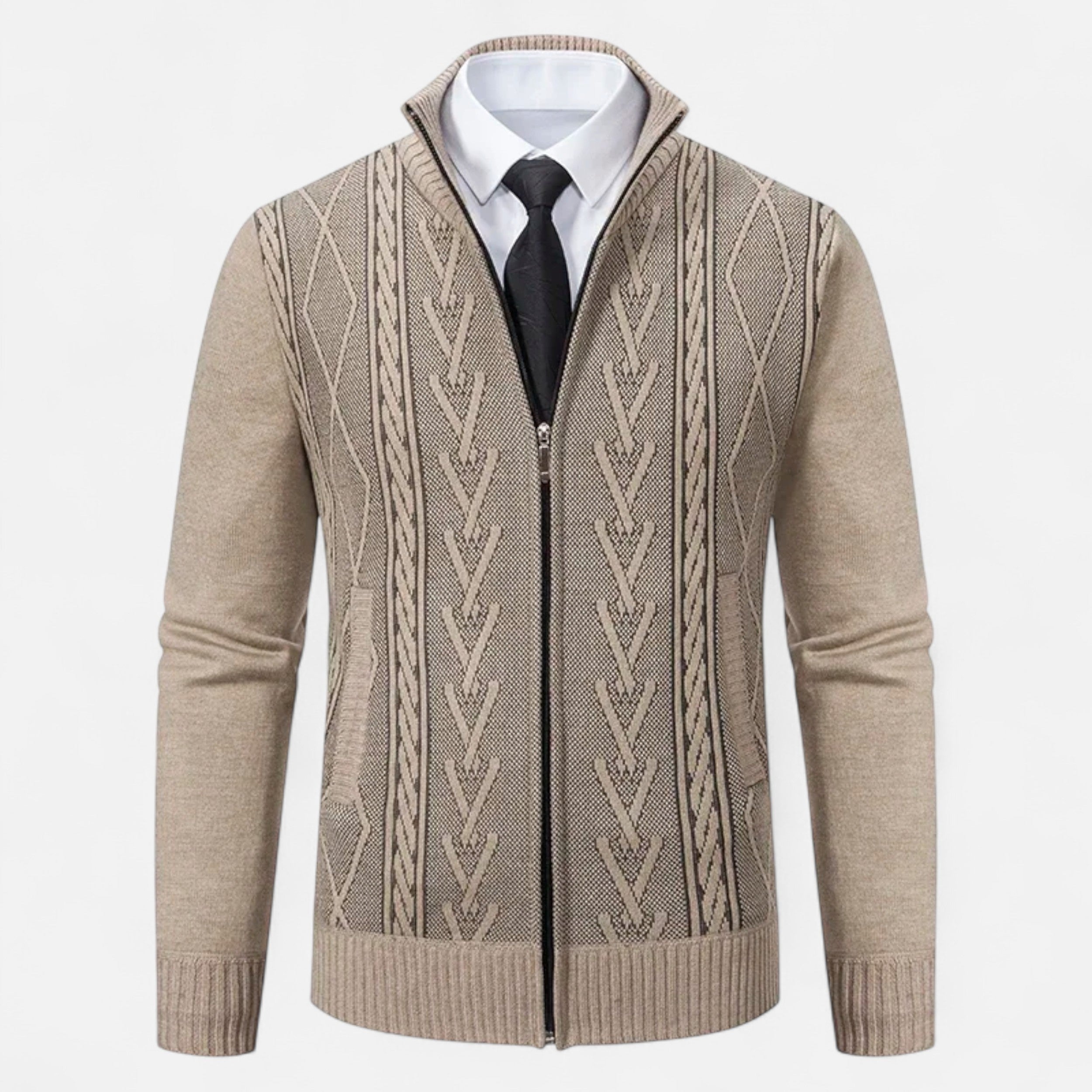 Maison Avenoire | Pull Zippé Homme Col Droit Intemporel